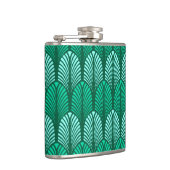 アールデコ羽毛模様、ターコイズ、アクア フラスク (右)