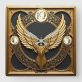 アールデコ翼 スクエア壁時計 (正面)