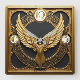 アールデコ翼 スクエア壁時計