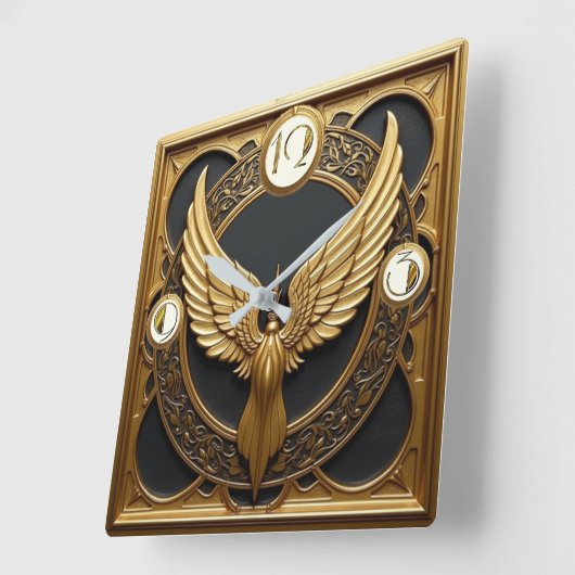 アールデコ翼 スクエア壁時計 (傾斜)