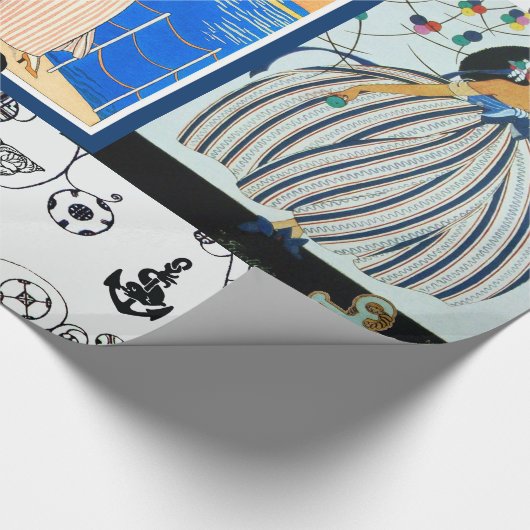 アールデコ航海の美しいファッション付いかり ラッピングペーパー (角)