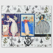 アールデコ航海の美しいファッション付いかり ラッピングペーパー (フラット)