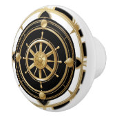 アールデコ船舶用車輪白黒金ゴールド 航海の セラミックノブ (右)