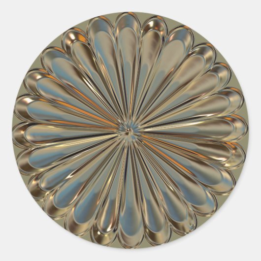 アールデコ花メダリオンステッカー ラウンドシール (正面)