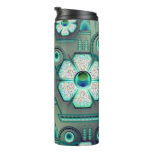 アールデコ花柄ヴィンテージティール（緑がかった色）幾何学模様 タンブラー (回転右)