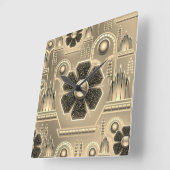 アールデコ花柄ヴィンテージフローラ幾何学模様 スクエア壁時計 (傾斜)