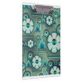 アールデコ花柄ヴィンテージ幾何学的グリーン クリップボード (右)