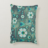 アールデコ花柄ヴィンテージ幾何学緑色 アクセントクッション (裏面(縦))