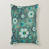 アールデコ花柄ヴィンテージ幾何学緑色 アクセントクッション (正面(垂直))