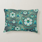 アールデコ花柄ヴィンテージ幾何学緑色 アクセントクッション (裏面)