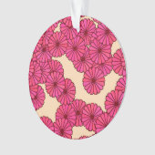 アールデコ花柄 – 深いピンクと桃 オーナメント (正面)