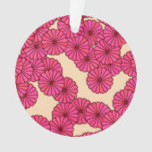 アールデコ花柄 – 深いピンクと桃 オーナメント (正面)