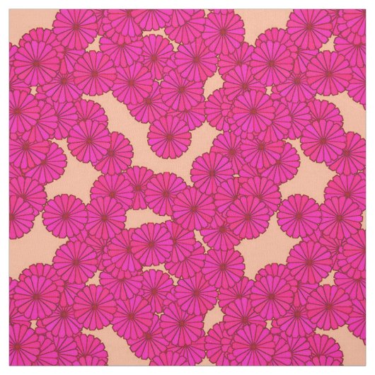 アールデコ花柄 – 深いピンクと桃 ファブリック (見本)