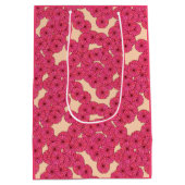 アールデコ花柄 – 深いピンクと桃 ミディアムペーパーバッグ (裏面)