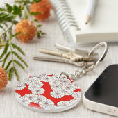 アールデコ花柄 – 赤いクリーム キーホルダー (正面右)