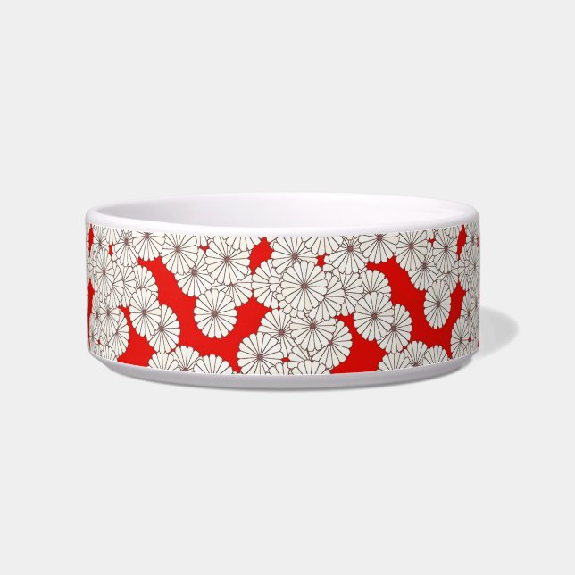 アールデコ花柄 – 赤いクリーム ボウル (左)