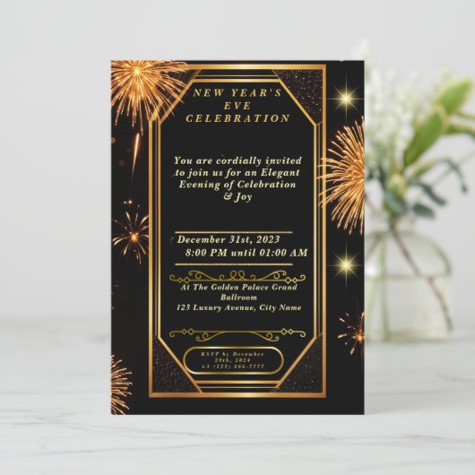 アールデコ花火新年のイブ招待状 案内状 (スタンド正面)