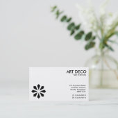 アールデコ花記号 – 白と黒 名刺 (スタンド正面)