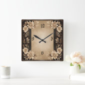アールデコ花 スクエア壁時計 (ホーム)