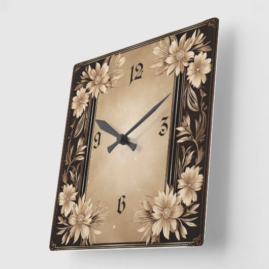 アールデコ花 スクエア壁時計 (傾斜)