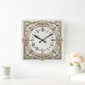 アールデコ花 スクエア壁時計 (ホーム)