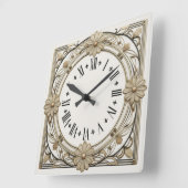 アールデコ花 スクエア壁時計 (傾斜)