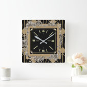 アールデコ花 スクエア壁時計 (ホーム)