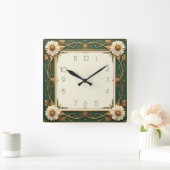 アールデコ花 スクエア壁時計 (ホーム)
