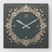 アールデコ花 スクエア壁時計 (正面)