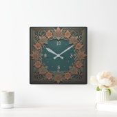 アールデコ花 スクエア壁時計 (ホーム)