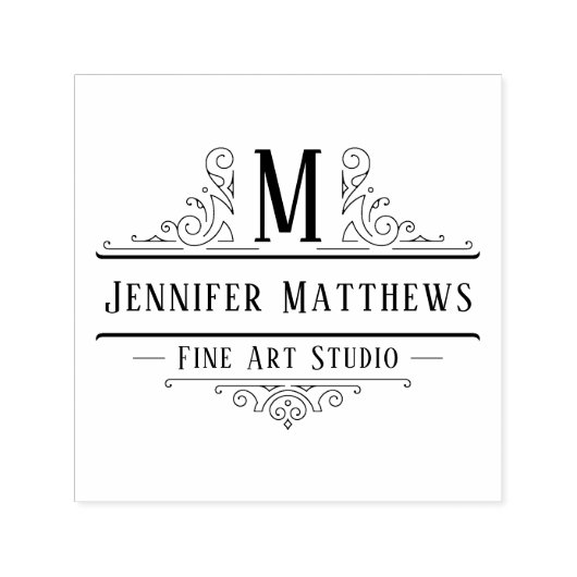 アールデコ華美の装飾的な渦巻きロゴ | セルフインキングスタンプ (デザイン)