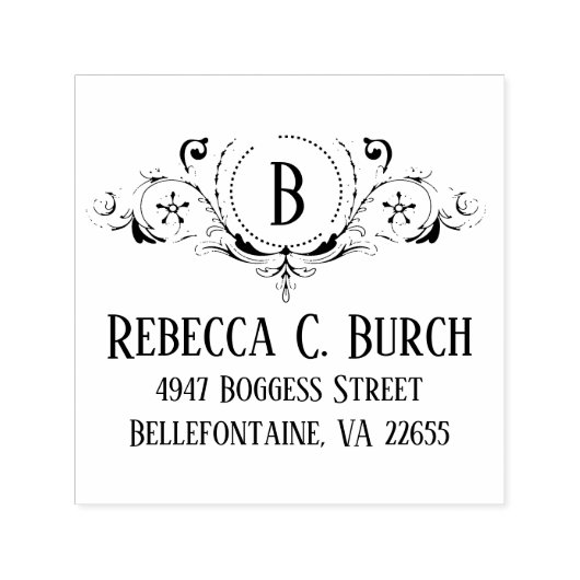 アールデコ華美装飾旋回差出人住所 | セルフインキングスタンプ (デザイン)