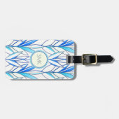 アールデコ葉エレガント青葉花の模様 ラゲッジタグ (正面横)