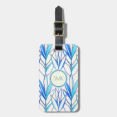 アールデコ葉エレガント青葉花の模様 ラゲッジタグ (正面縦)