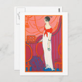 アールデコ葉書7 （赤） ポストカード (正面/裏面)