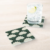 アールデコ蓮の花ゴールデンファンパターン ガラスコースター (アングル)