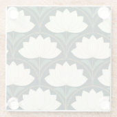 アールデコ蓮の花ゴールデンファンパターン ガラスコースター (裏面)