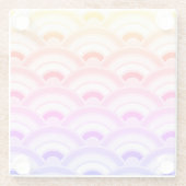 アールデコ虹の曲線パターン ガラスコースター (裏面)