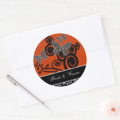 アールデコ蝶の花嫁と花婿 ラウンドシール (封筒)