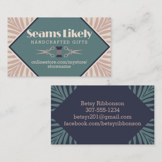 アールデコ裁縫の概念のシーメスト名刺 名刺 (正面/裏面)