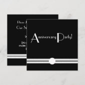 アールデコ記念日の白黒レトロ 招待状 (正面/裏面)