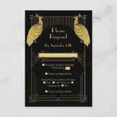 アールデコ話簡単パーティー金ゴールド&ブラック エンクロージャーカード (正面)