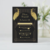 アールデコ話簡単パーティー金ゴールド&ブラック エンクロージャーカード (スタンド正面)