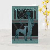 アールデコ誕生日カード及び雌犬 カード (黄色い花)
