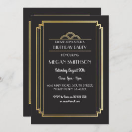 アールデコ誕生日パーティー招待状金ゴールド21 30 40 50 60 招待状
