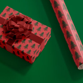 アールデコ調のクリスマスツリー ラッピングペーパー