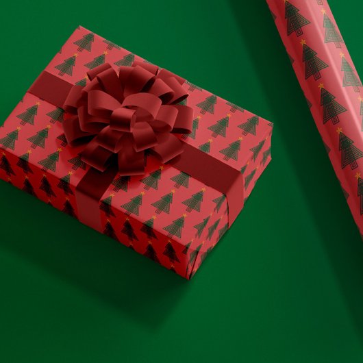 アールデコ調のクリスマスツリー ラッピングペーパー
