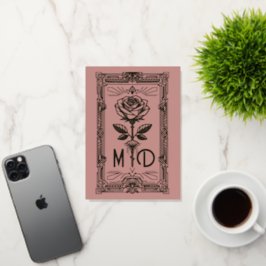 アールデコ調のゴールド箔押しローズカード 箔グリーティングカード