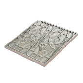 アールデコ調のスタイリッシュなユリの花柄 #10 シルバー ID1196 タイル (側面)