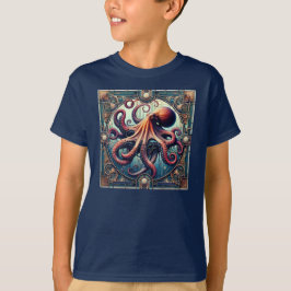 アールデコ調のタコ Tシャツ